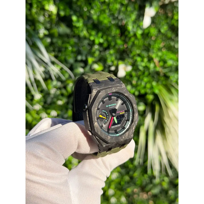 Montre CasiOak Custom – Full Green Bluetooth Carbon Fiber