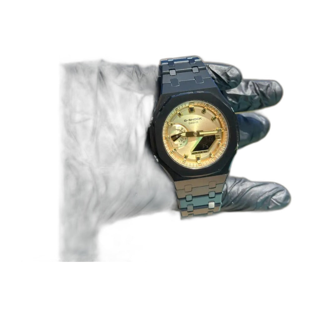 Montre CasiOak Custom Black Gold Steel – mod G-Shock GA-2100, vue 2
