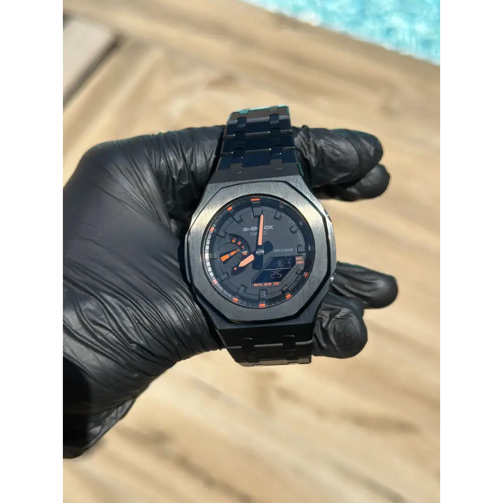 Montre CasiOak Custom – Black Orange Steel