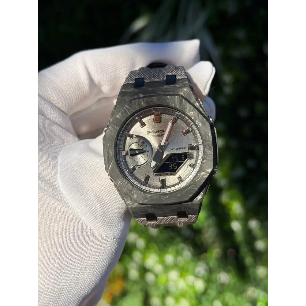 Montre CasiOak Custom – Full Silver Carbon Fiber