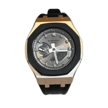 Montre CasiOak Custom Black Grey Rose Gold – mod G-Shock GA-2100, vue 1