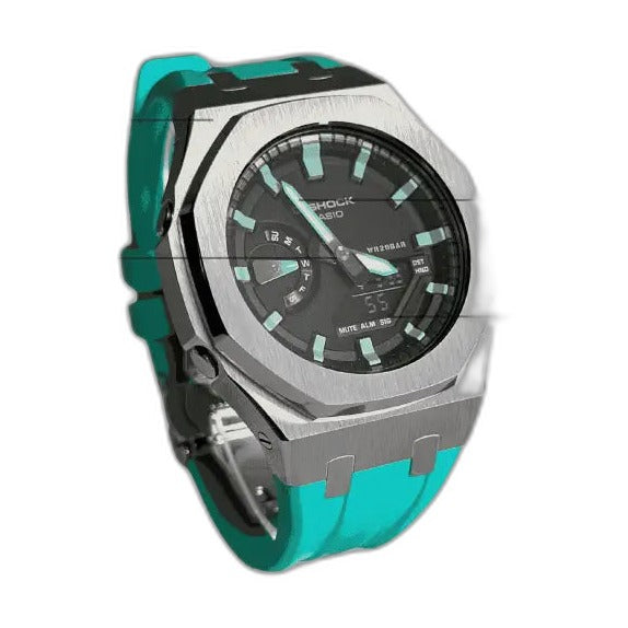 Montre CasiOak Custom Blue Green – mod G-Shock GA-2100, vue 2
