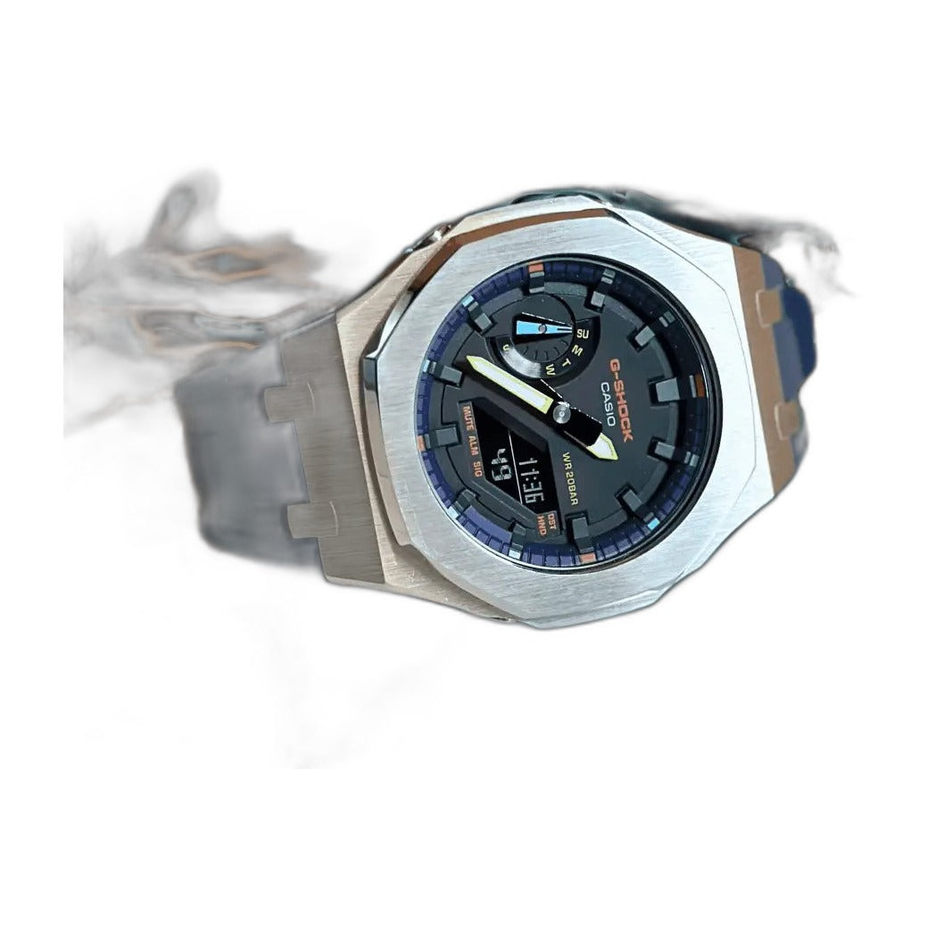 Montre CasiOak Custom Purple Blue – mod G-Shock GA-2100, vue 3