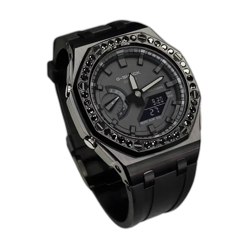 Montre CasiOak Custom Diamond Deep Black – mod G-Shock GA-2100, vue 2