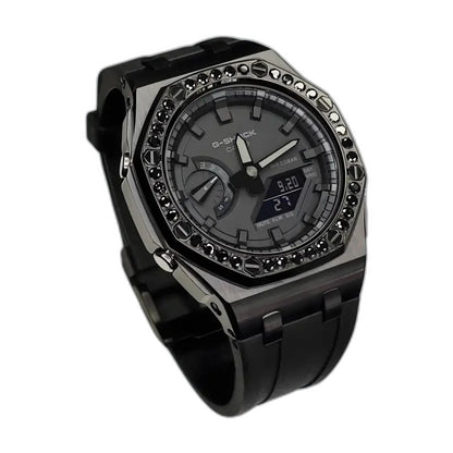 Montre CasiOak Custom Diamond Deep Black – mod G-Shock GA-2100, vue 2