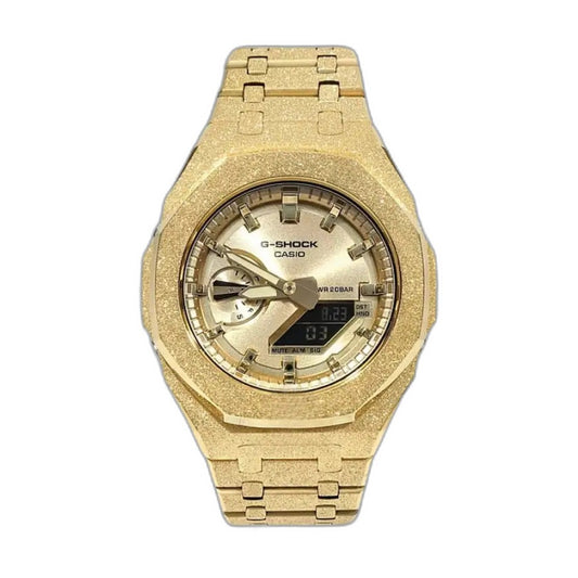 Montre CasiOak Custom Full Gold Frosted – mod G-Shock GA-2100, vue 1