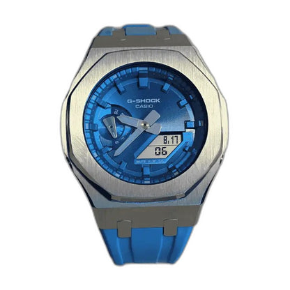 Montre CasiOak Custom Blue Silver – mod G-Shock GA-2100, vue 1