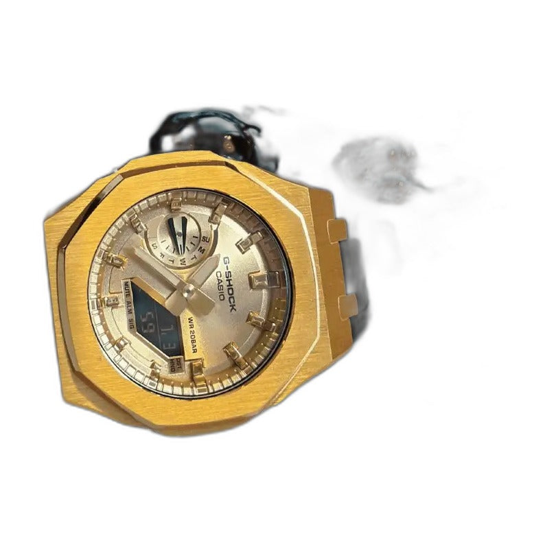 Montre CasiOak Custom Gold Case Black – mod G-Shock GA-2100, vue 3