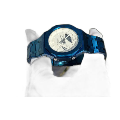 Montre CasiOak Custom Dark Blue White – mod G-Shock GA-2100, vue 4