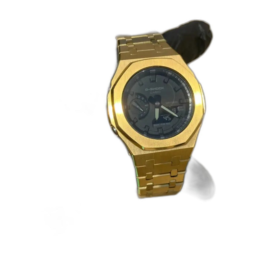 Montre CasiOak Custom Gold Black Dial – mod G-Shock GA-2100, vue 1