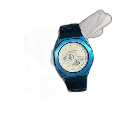 Montre CasiOak Custom Dark Blue White – mod G-Shock GA-2100, vue 1