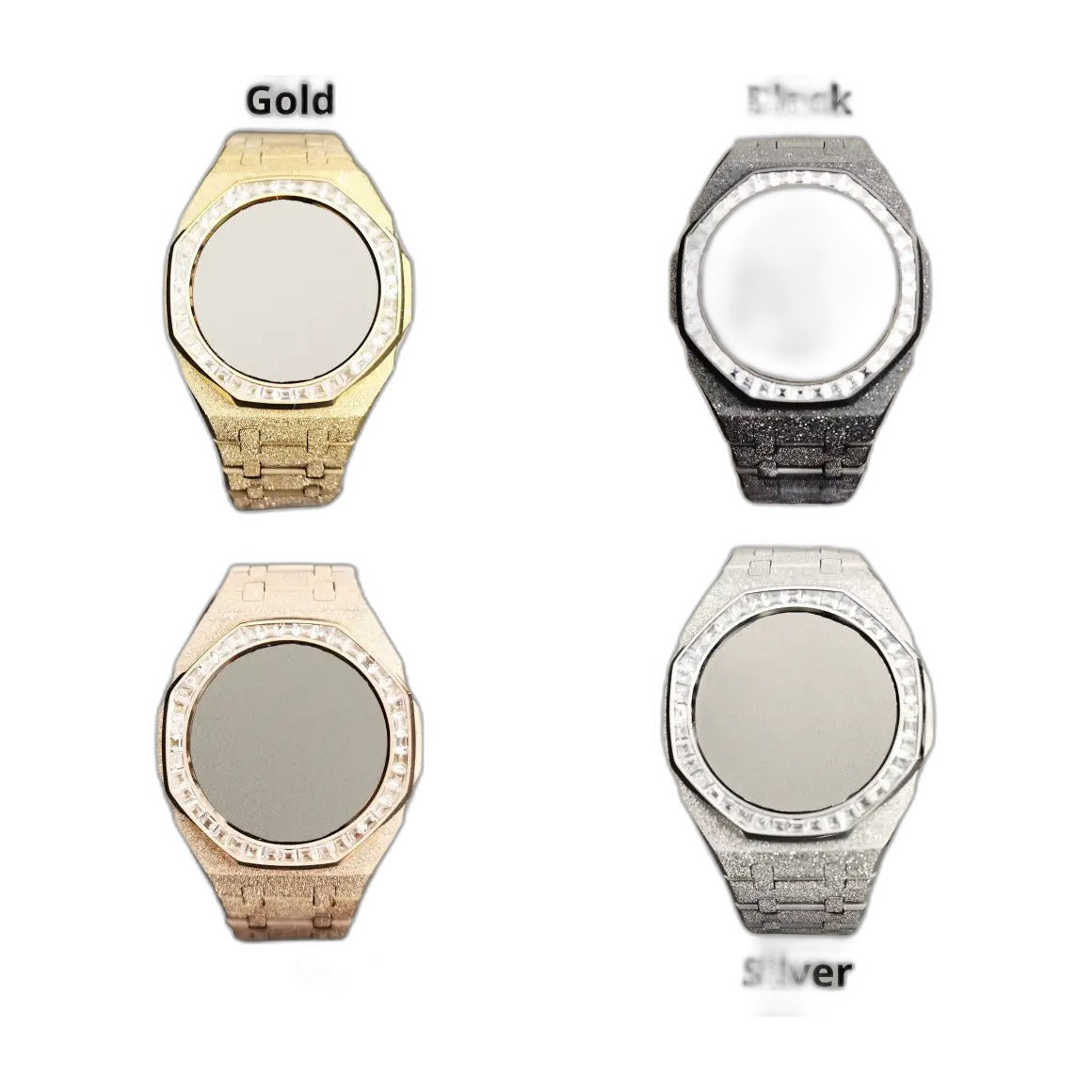 Montre CasiOak Custom Silver Frosted Diamond Bezel – mod G-Shock GA-2100, vue 6 — fond blanc