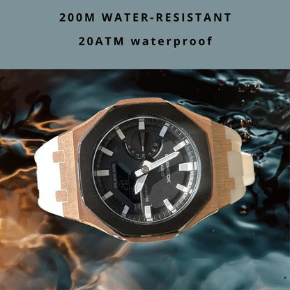 Montre CasiOak Custom – Black White Rose Gold