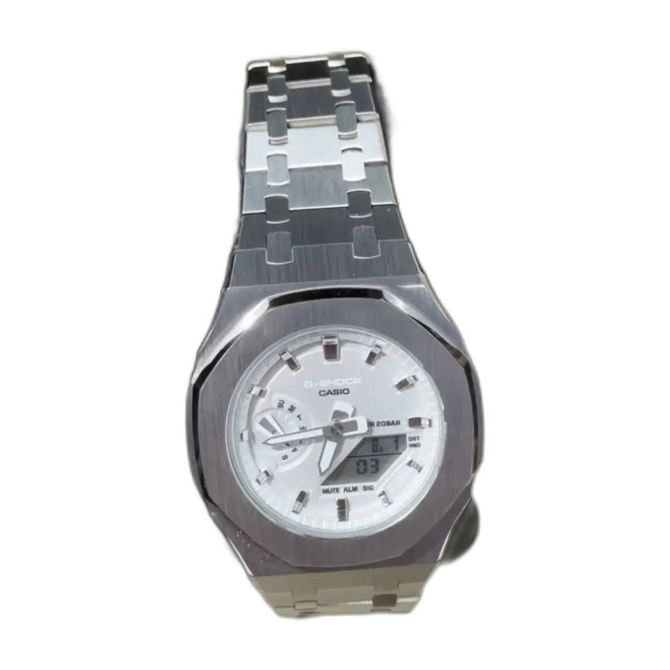 Montre CasiOak Custom Metal Silver – mod G-Shock GA-2100, vue 5