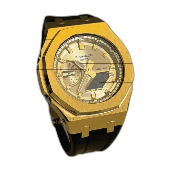 Montre CasiOak Custom Gold Case Black – mod G-Shock GA-2100, vue 2
