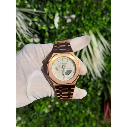 Montre CasiOak Custom – Full Rose Gold White