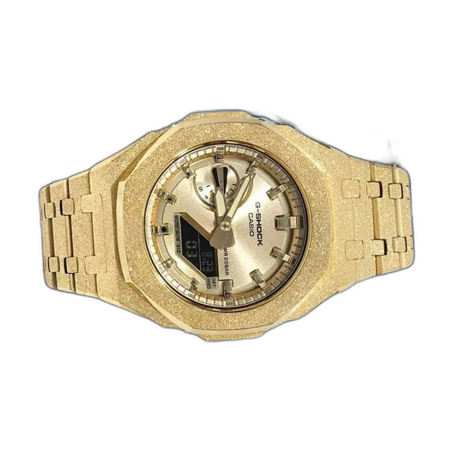 Montre CasiOak Custom Full Gold Frosted – mod G-Shock GA-2100, vue 3