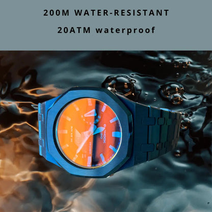 Montre CasiOak Custom – Full Blue Mirror Rainbow Dial
