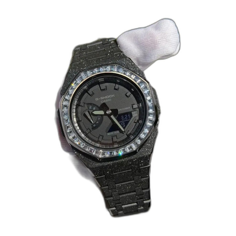 Montre CasiOak Custom – Full Black Frosted Diamond