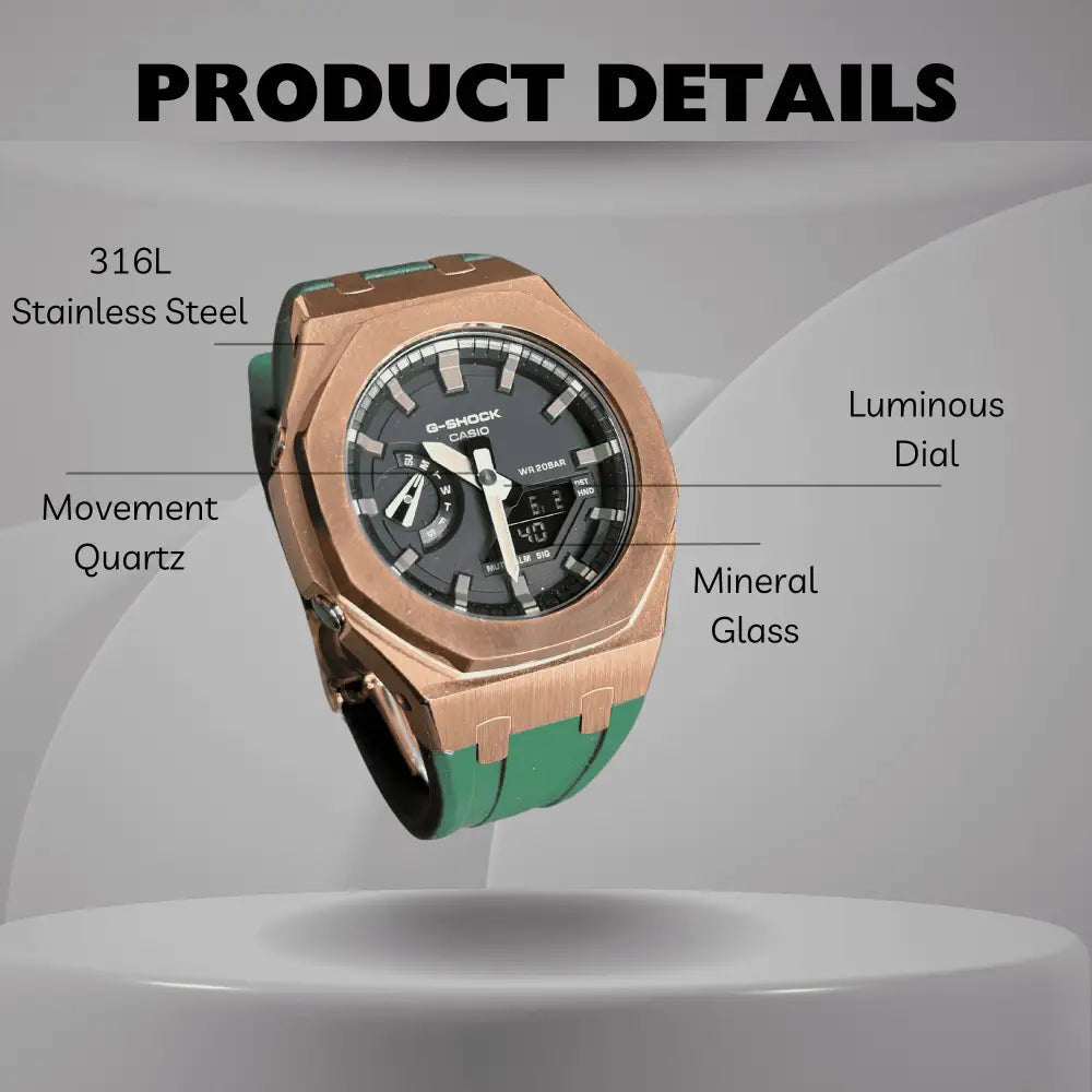 Montre CasiOak Custom – Green Rose Gold