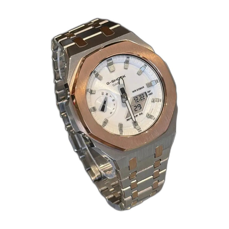 Montre CasiOak Custom – Silver White Rose Gold