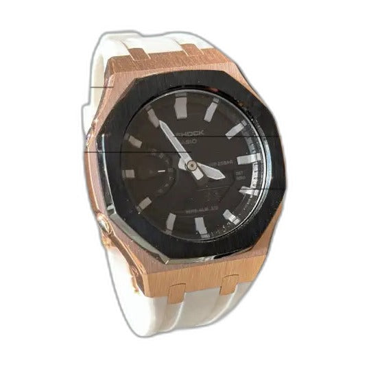 Montre CasiOak Custom Black White Rose Gold – mod G-Shock GA-2100, vue 2