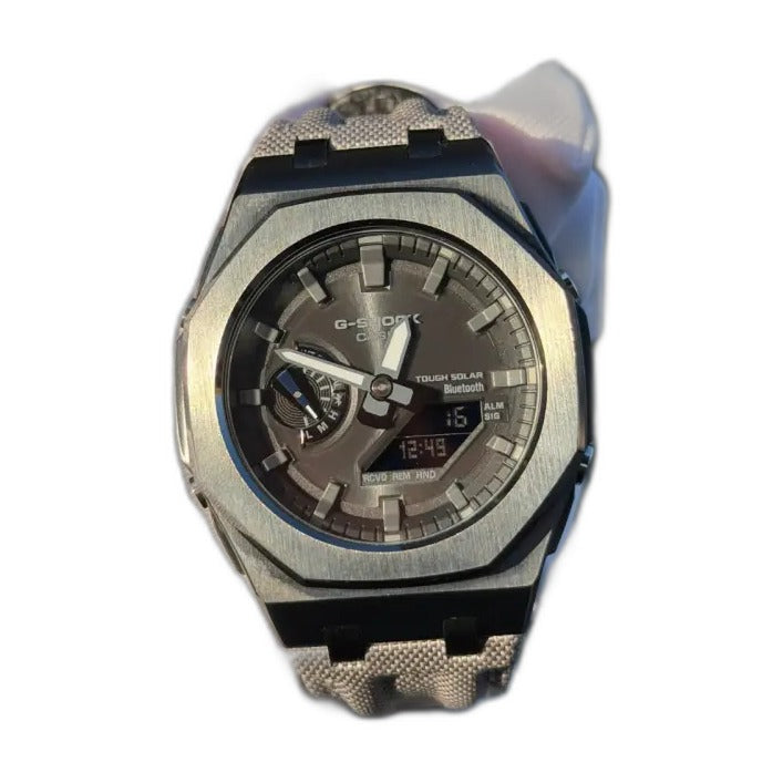 Montre CasiOak Custom Black Metal Bluetooth – mod G-Shock GAB-2100, vue 1