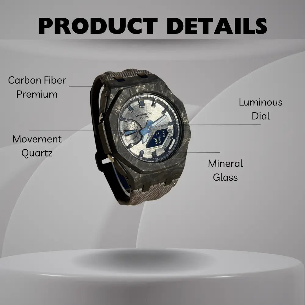 Montre CasiOak Custom – Full Silver Carbon Fiber