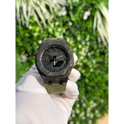 Montre CasiOak Custom – Black Green Carbon Fiber