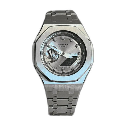 Montre CasiOak Custom Full Silver – mod G-Shock GA-2100, vue 1