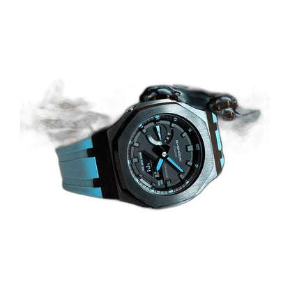 Montre CasiOak Custom Black Blue – mod G-Shock GA-2100, vue 3