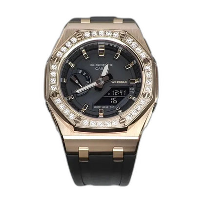 Montre CasiOak Custom Diamond Black Rose Gold – mod G-Shock GA-2100, vue 2
