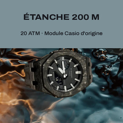 Montre CasiOak Custom Silver White Carbon Fiber – mod G-Shock GA-2100, vue 6 — FR