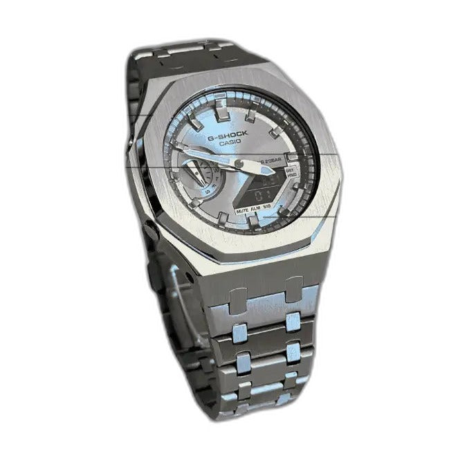 Montre CasiOak Custom Full Silver – mod G-Shock GA-2100, vue 2