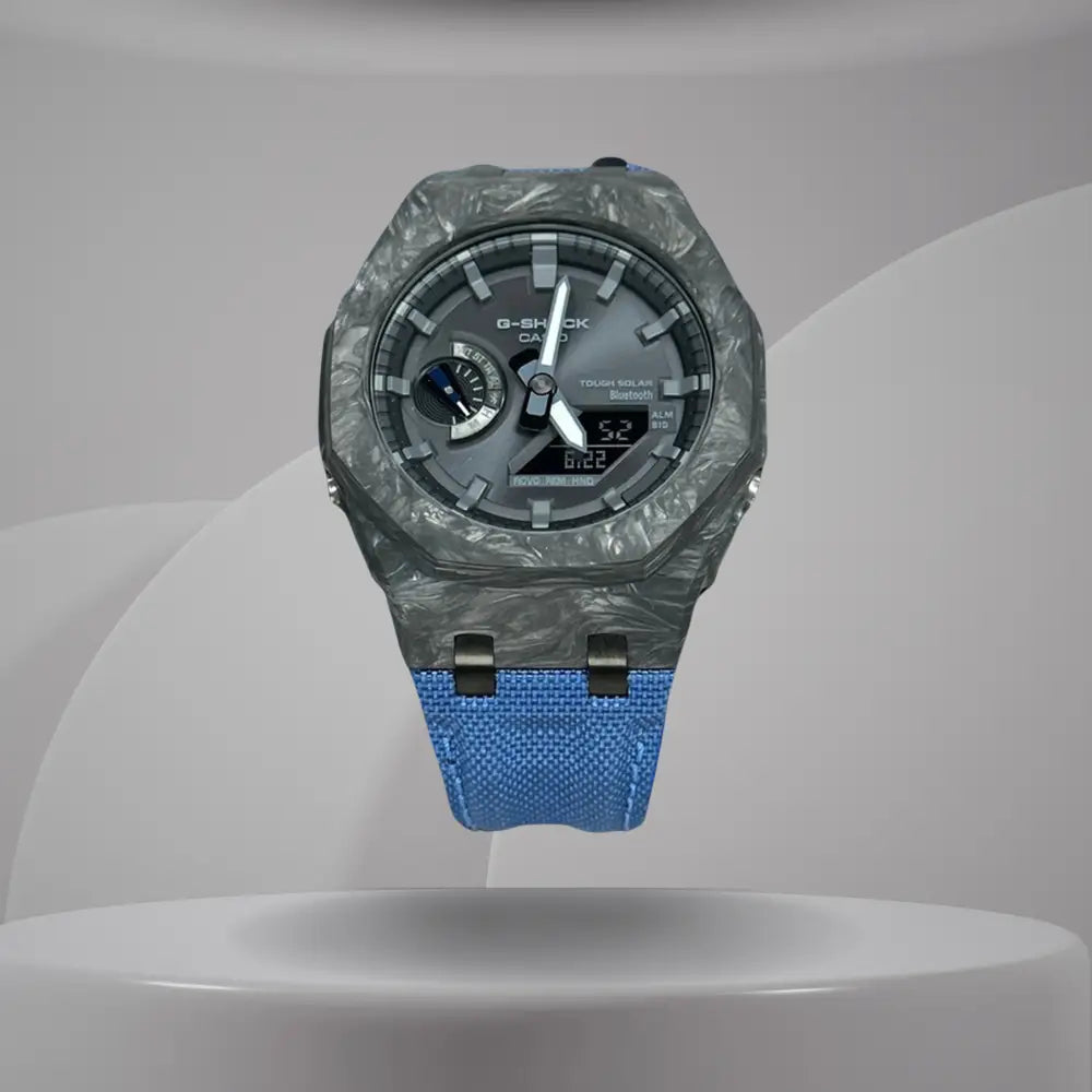 Montre CasiOak Custom – Blue Bluetooth Carbon Fiber