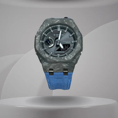 Montre CasiOak Custom – Blue Bluetooth Carbon Fiber
