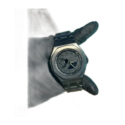 Montre CasiOak Custom Full Black – mod G-Shock GA-2100, vue 1