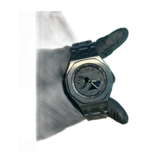 Montre CasiOak Custom Full Black – mod G-Shock GA-2100, vue 1