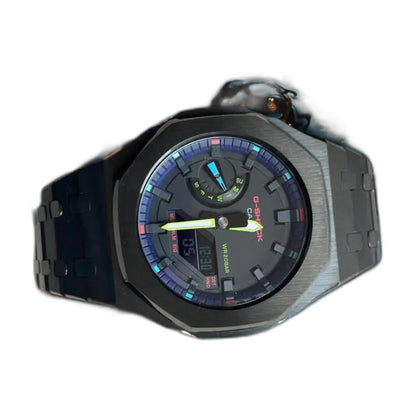 Montre CasiOak Custom Black Purple – mod G-Shock GA-2100, vue 3