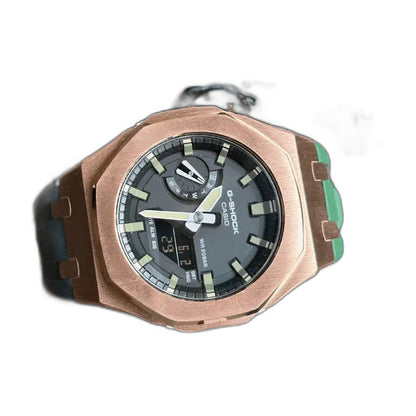Montre CasiOak Custom Green Rose Gold – mod G-Shock GA-2100, vue 3