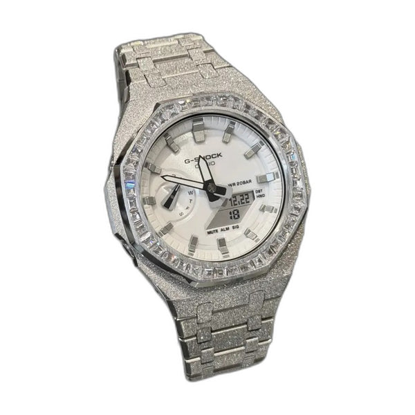 Montre CasiOak Custom – Silver Frosted Diamond Bezel