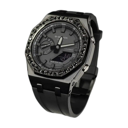 Montre CasiOak Custom Diamond Deep Black – mod G-Shock GA-2100, vue 1