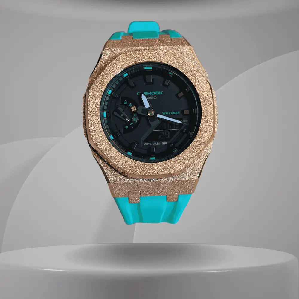 Montre CasiOak Custom – Rose Gold Blue Frosted