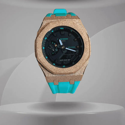 Montre CasiOak Custom – Rose Gold Blue Frosted
