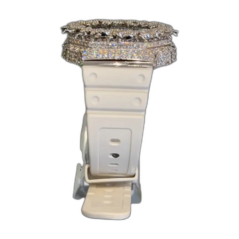 Montre CasiOak Custom Moissanite 925 Silver IcedOut Thorn Bezel - Luxury Mod GA2100 – mod G-Shock GA-2100, vue 6 — fond blanc