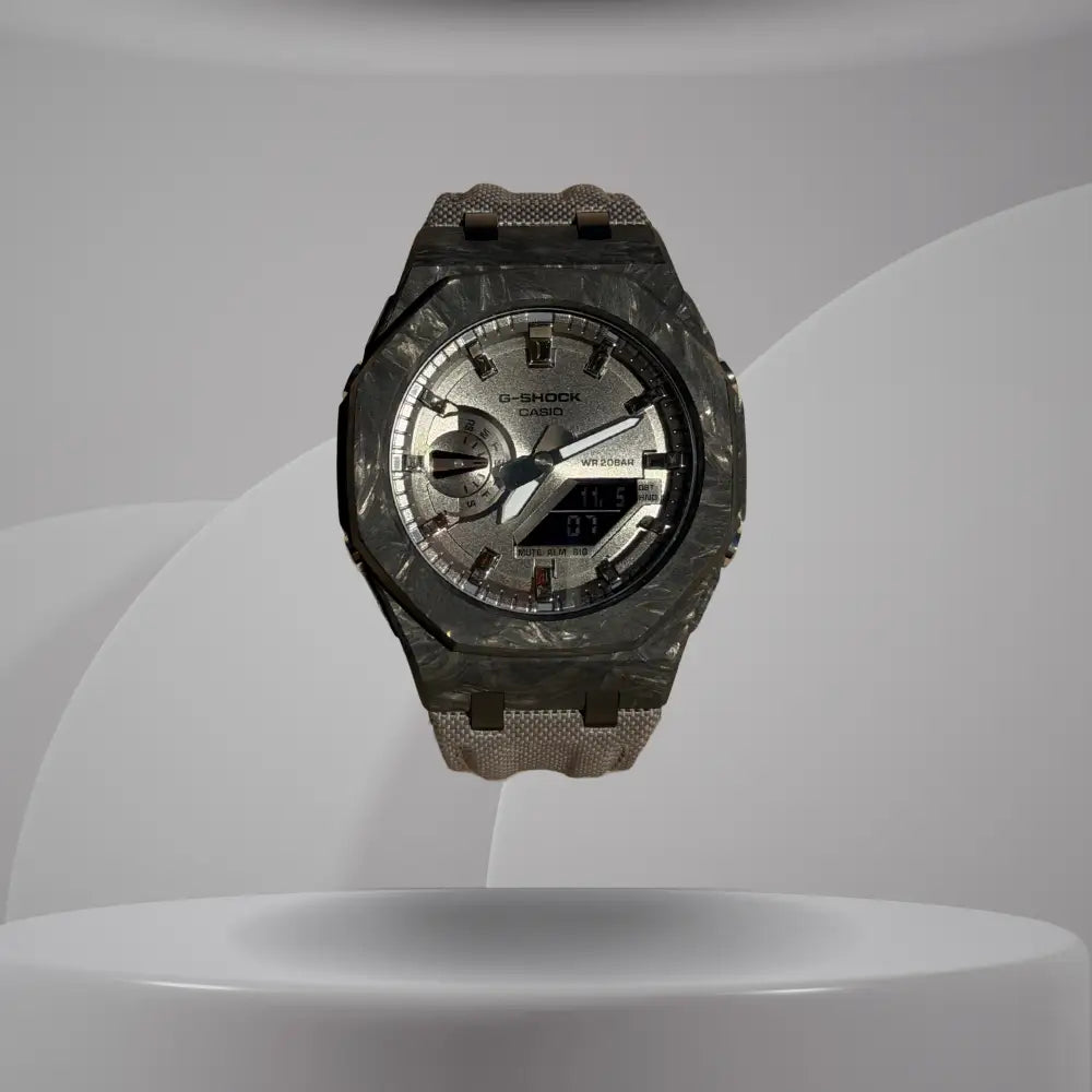 Montre CasiOak Custom – Full Silver Carbon Fiber