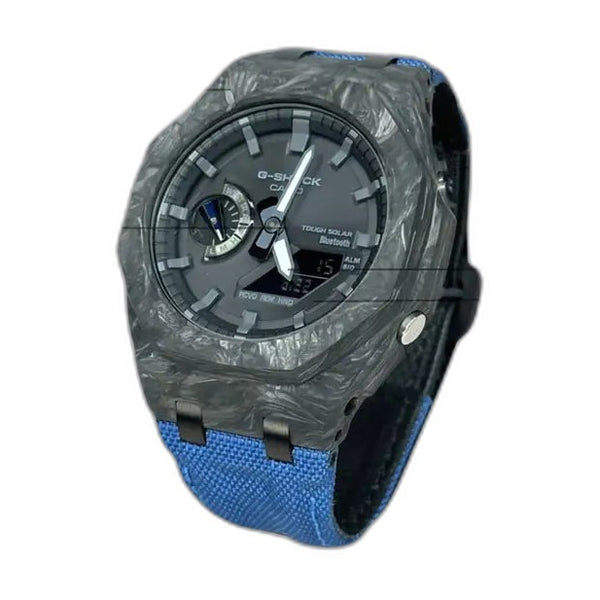 Montre CasiOak Custom – Blue Bluetooth Carbon Fiber