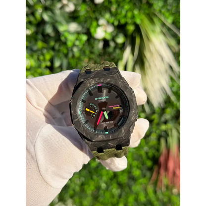 Montre CasiOak Custom – Full Green Bluetooth Carbon Fiber