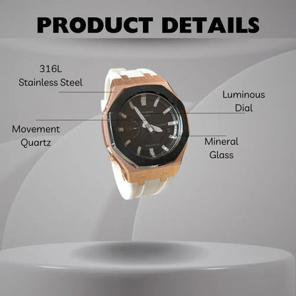 Montre CasiOak Custom – Black White Rose Gold