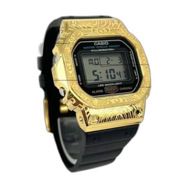 Montre CasiOak Custom – Black Gold Pattern - Mod G-Shock DW5600